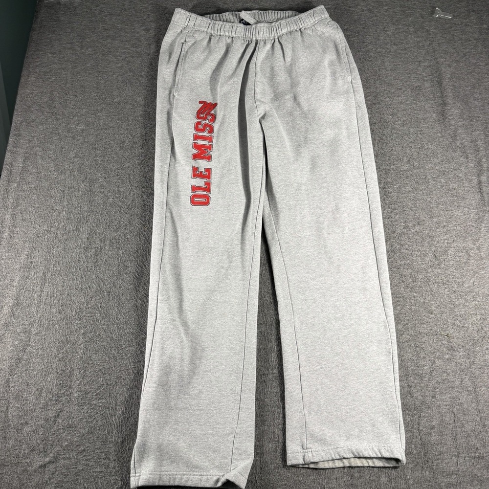 Ole Miss Sweatpants SZ L Gray Lounge Pockets Drawstring Gear For Sports Football